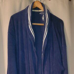 NAUTICA - Men's Blue Bath Robe (Terry Cloth, Belted, Embroidered) Adult One Size